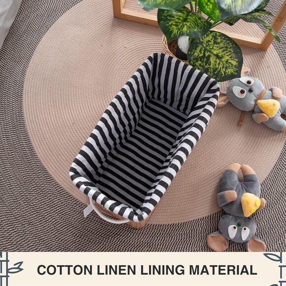 2PCS Bamboo Storage Basket Fabric Lined Under Desk Organizer - Picture 9 of 9